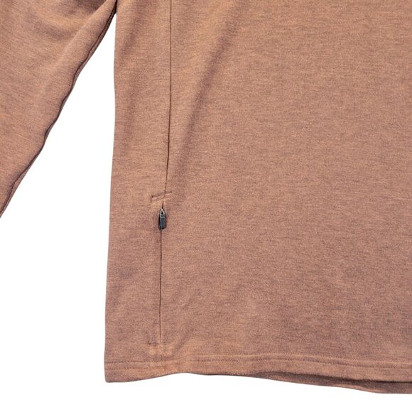 Prana Sweater Mens Large Maroon Quarter Zip Mock Neck Pull Over With Thumb Holes - Picture 4 of 11